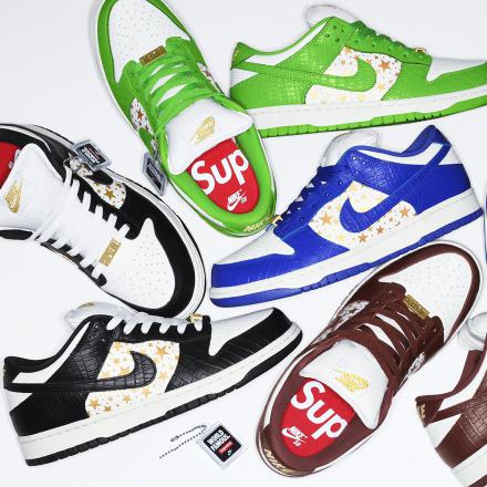 シュプリーム × ナイキ SB ダンク ロー OG QS "クロコ スキン ゴールド スターズ" 全4色